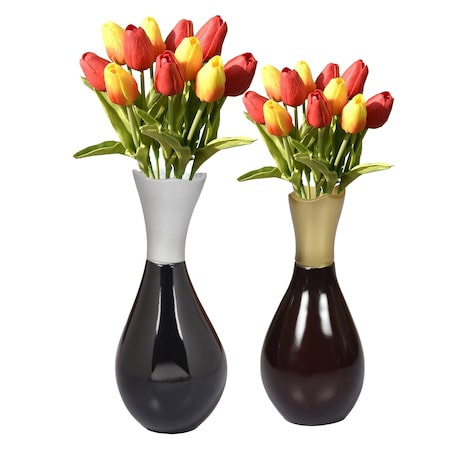 Uniquewise Aluminum-Casted Modern Decorative Flower Table Vase, PK 2 QI004134.2